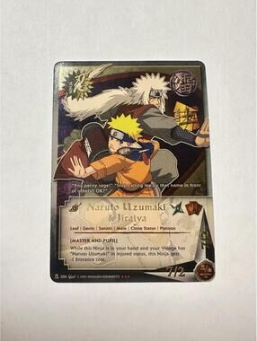 Naruto CCG Naruto Uzumaki & Jiraiya Master and Pupil 204 Super Rare Gold Foil NM
